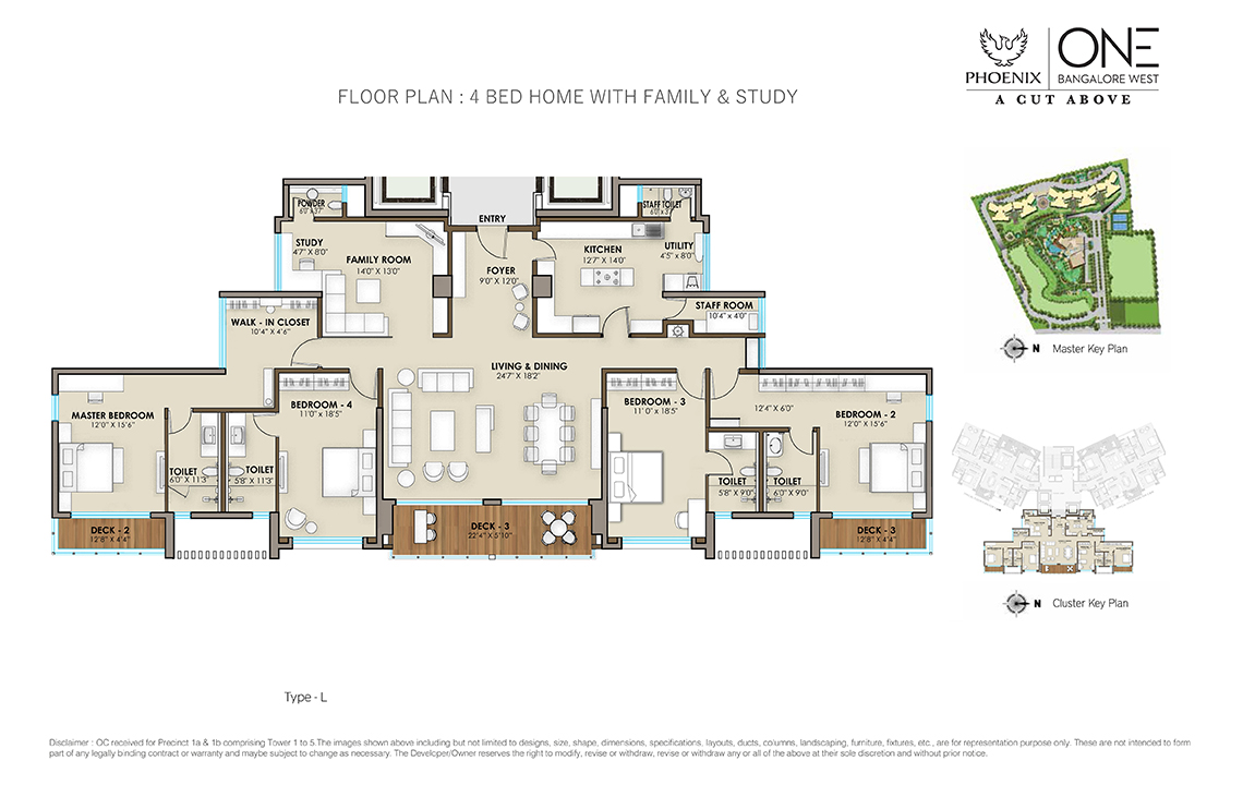Floor Plan (4 BHK) of Luxury Residential Flats in